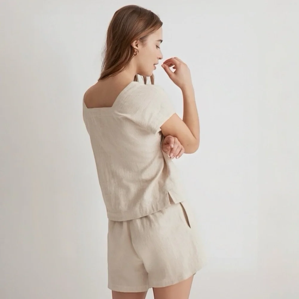 Madewell Natural Linen-Cotton Square-Neck Top (2) - Picture 2 of 6
